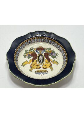 Gien France Teller Renaissance Fond bleu Zierteller Trinket Dish Vintage